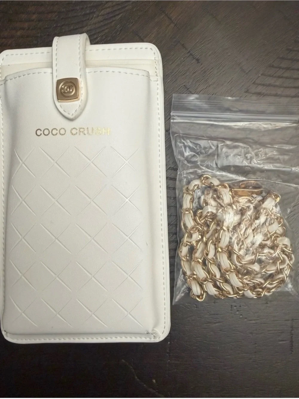 CHANEL White Quilted Phone Crossbody Wallet - Luxury Chain Strap